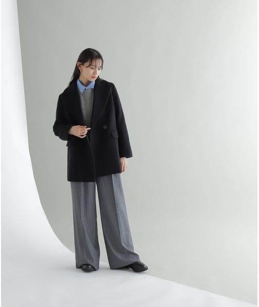 【美品】ナチュラル ビューティー ベーシック ダブルブレストハーフコート 黒 M Amazon | [ナチュラルビューティーベーシック] アウター ダブル
